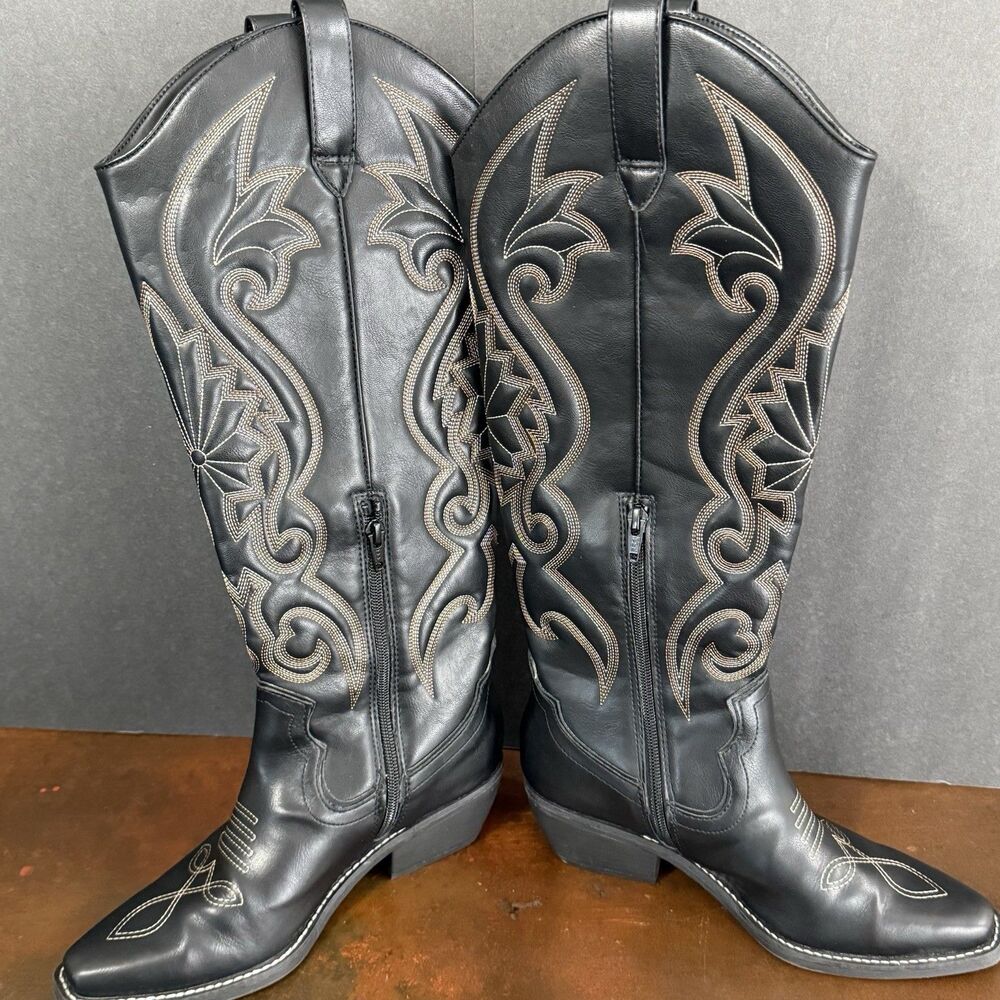 Wild Fabel Kenzi Brown Women's Tall Western Fun Rustic Dress Boots size 6.5 Edgy - Picture 14 of 16